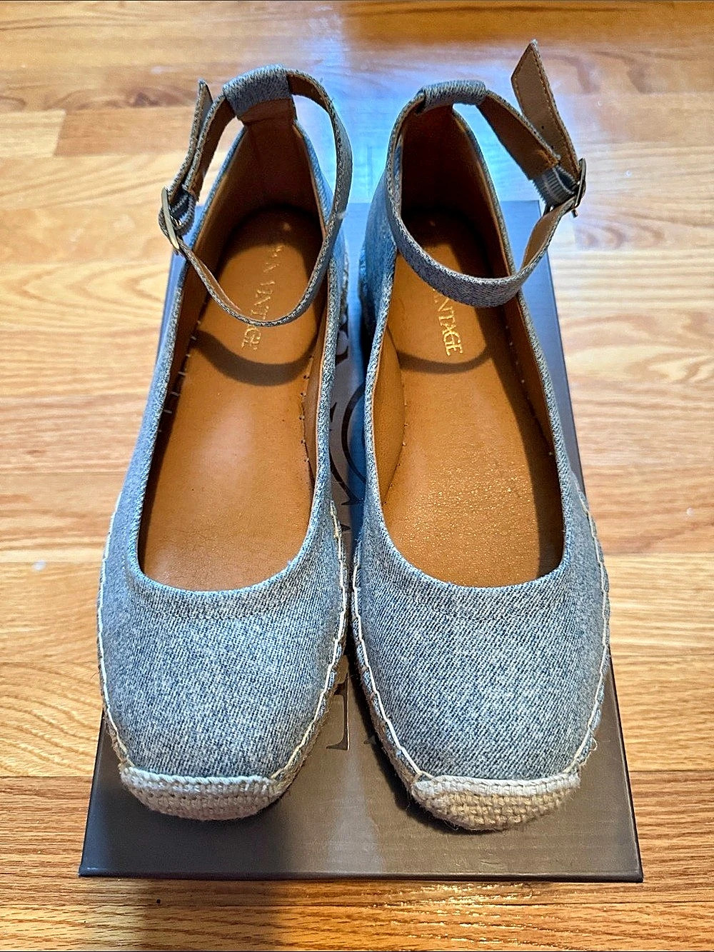 Crown Vintage Blue Denim Espadrille Wedges